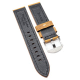 22mm Waxed Suede Leather White Stitching Watch Strap, 3 Colors