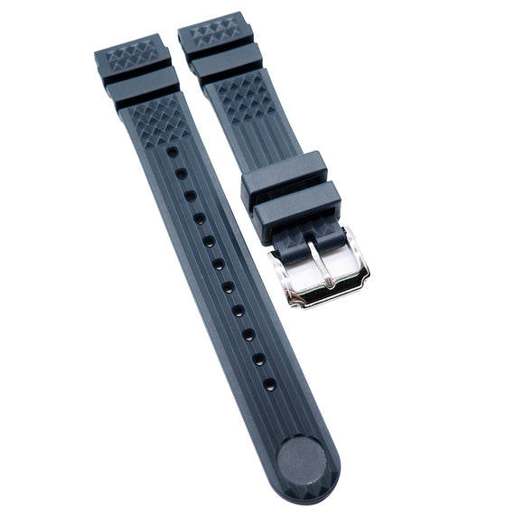 20mm, 22mm Pineapple Nail Pattern Navy Blue Rubber Watch Strap For Seiko