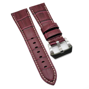 26mm Byzantine Violet Alligator Embossed Calf Leather Watch Strap For Panerai-Revival Strap