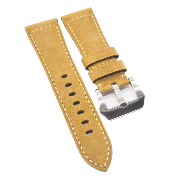 26mm Tuscany Yellow Matte Calf Leather Watch Strap For Panerai