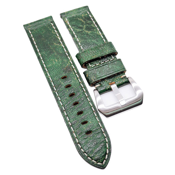26mm Marble Pattern Forest Green Calf Leather Watch Strap-Revival Strap