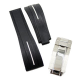 20mm Straight End Black Rubber Watch Strap For Rolex, White Line-Revival Strap