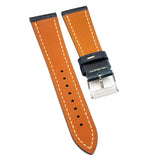22mm Blue Waxed Calf Leather Watch Strap