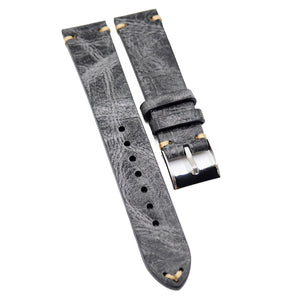 18mm, 20mm, 22mm Vintage Style Marble Pattern Iron Gray Calf Leather Watch Strap