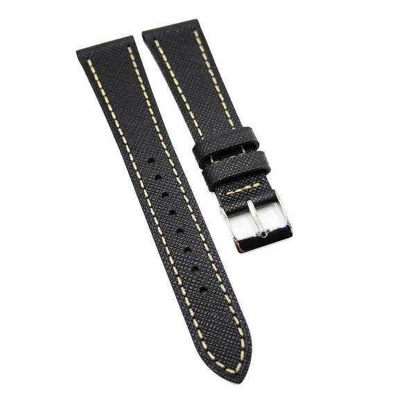 18mm, 20mm Black Epsom Calf Leather Watch Strap