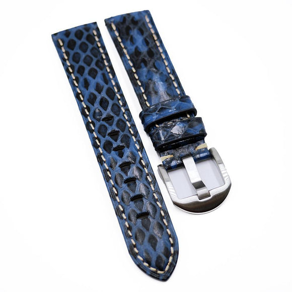 20mm Blue Snake Leather Watch Strap