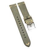 18mm, 19mm Vintage Style Moss Green Calf Leather Watch Strap