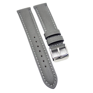 18mm Gray Cross Pattern Calf Leather Watch Strap