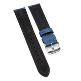 18mm Blue Cross Pattern Calf Leather Watch Strap