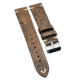 20mm Vintage Style Calf Leather Watch Strap, Turkish Blue / Peanut Brown
