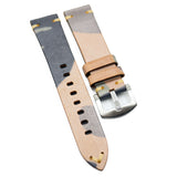 20mm Vintage Style Camo Calf Leather Watch Strap, Sage Green / Sepia Yellow