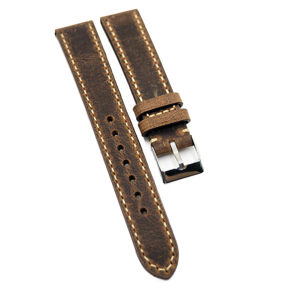 18mm, 19mm, 21mm Gingerbread Brown Matte Calf Leather Watch Strap