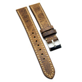 18mm, 19mm, 21mm Waxed Cyber Yellow Calf Leather Watch Strap