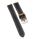 18mm, 19mm, 21mm Waxed Cyber Yellow Calf Leather Watch Strap