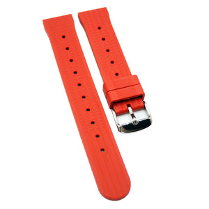 20mm, 22mm Waffle Pattern Red Rubber Watch Strap For Seiko-Revival Strap