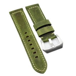 24mm Olive Green Matte Calf Leather Watch Strap For Panerai