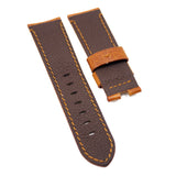24mm Orange Calf Leather Watch Strap For Panerai, Depolyant Clasp Style