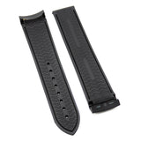 20mm, 22mm Black Curved End Rubber Watch Strap For Omega-Revival Strap