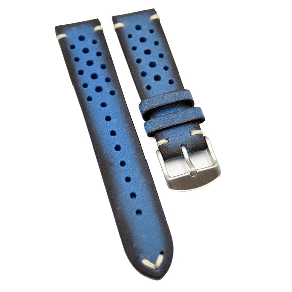 20mm Rally Style Waxed Suede Leather Watch Strap, Quick Release Spring Bars, 4 Colors