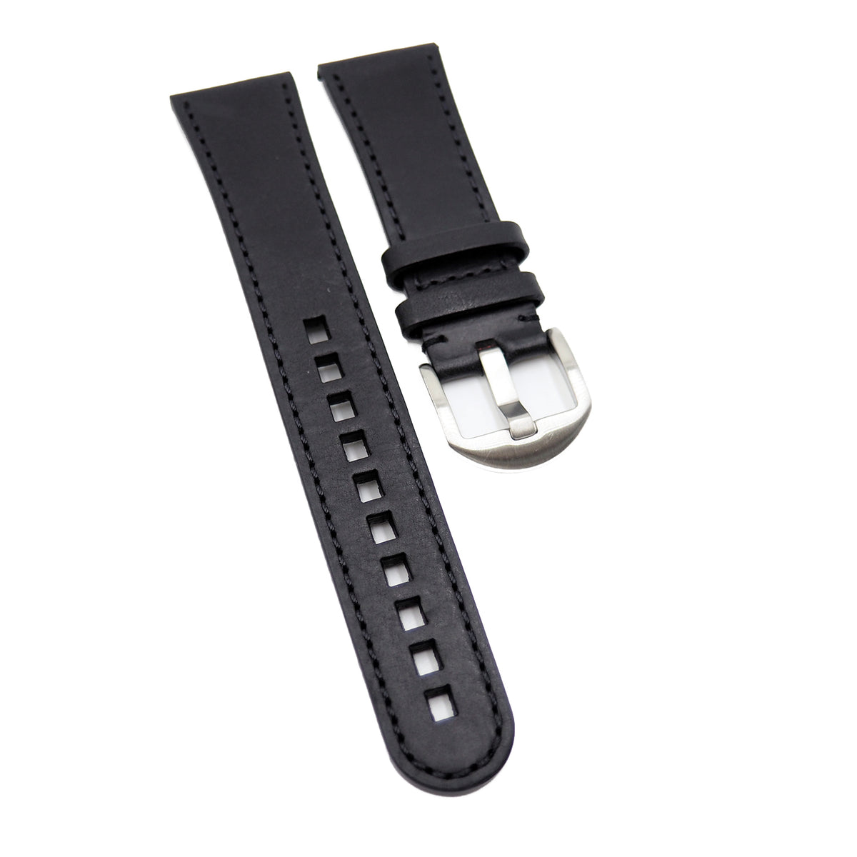 23mm Black Italy Calf Leather Watch Strap For Blancpain Fifty Fathoms 