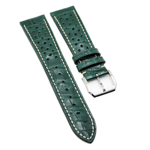 22mm Rally Style Sacramento Green Alligator Leather Watch Strap