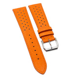 22mm Rally Style Orange Ostrich Leather Watch Strap