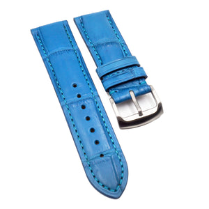 22mm Baby Blue Alligator Leather Watch Strap