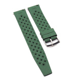 20mm, 22mm Vintage Tropical Style Hunter Green FKM Rubber Watch Strap, Quick Release Spring Bars