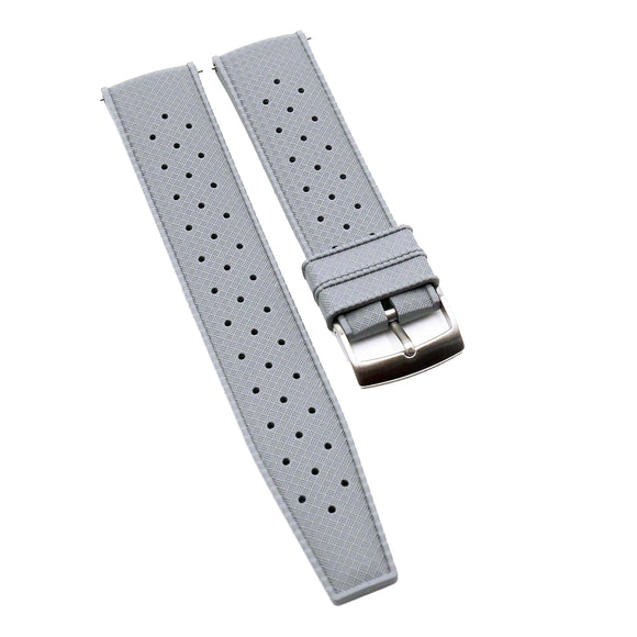 20mm, 22mm Vintage Tropical Style Lava Gray FKM Rubber Watch Strap, Quick Release Spring Bars