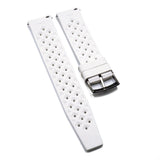 20mm, 22mm Vintage Tropical Style White FKM Rubber Watch Strap, Quick Release Spring Bars