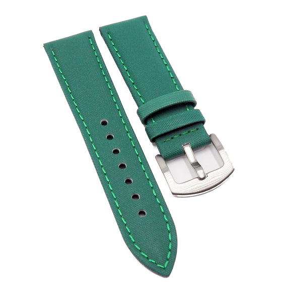 22mm Green Nylon Watch Strap, Fiber Embossing