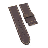 24mm Wood Brown Matte Calf Leather Watch Strap For Panerai, Depolyant Clasp Style