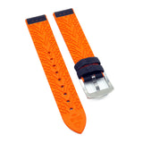 20mm Nylon Rubber Watch Strap, Navy Blue / White / Red / Black / Orange Stitching