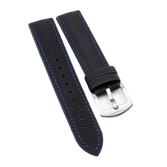 20mm Hybrid Black Nylon Blue Rubber Watch Strap-Revival Strap