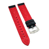 20mm Hybrid Black Nylon Red Rubber Watch Strap-Revival Strap