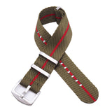 20mm, 22mm Military Style Multi Color Nylon Watch Strap, Army Green / Red