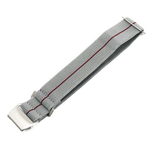 20mm, 22mm Military Style Gray & Red Multi Color Elastic Nylon Watch Strap