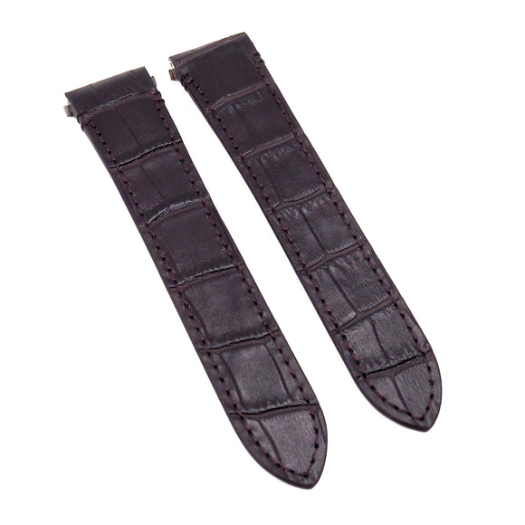 21mm Dark Brown Alligator Embossed Calf Leather Watch Strap For Cartier Santos Large Model, Quick Switch System