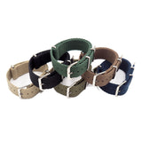 22mm Military Style Canvas Watch Strap, Metal Tail, 5 Colors