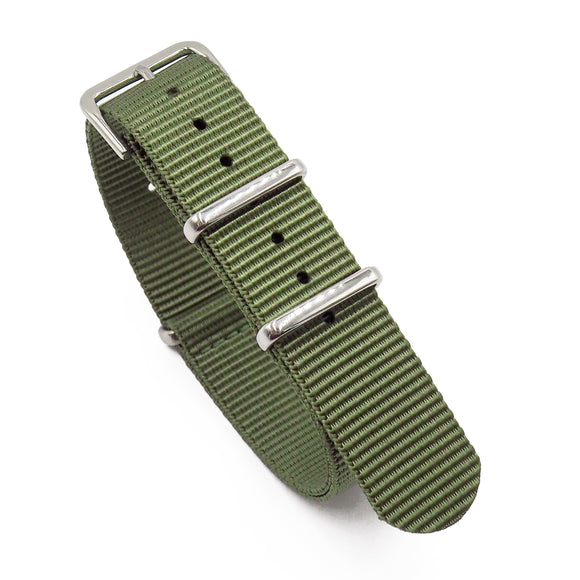 18mm, 24mm Military Style Plain Color Nylon Watch Strap, Army Green / Black / Khaki