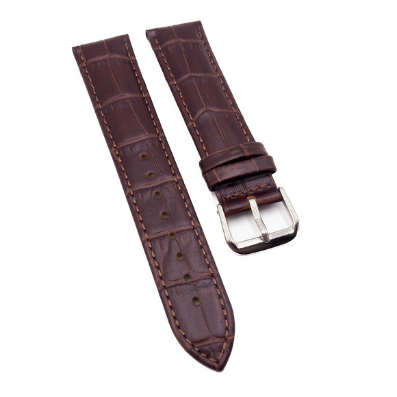 19mm Brown Alligator-Embossed Calf Leather Watch Strap-Revival Strap