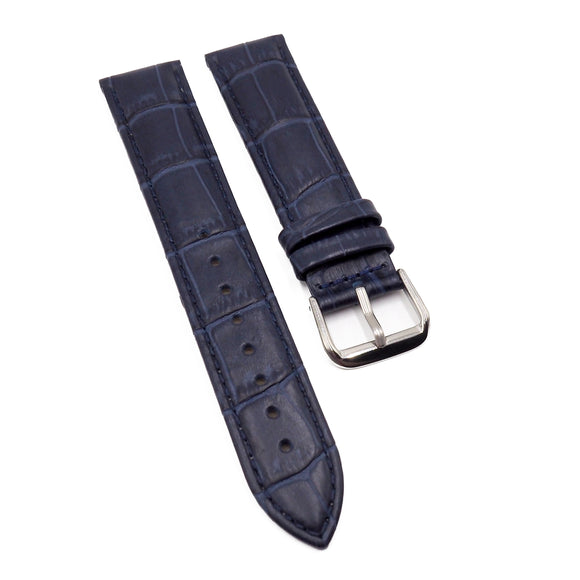 19mm Deep Blue Alligator-Embossed Calf Leather Watch Strap-Revival Strap