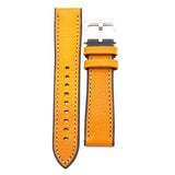 18mm, 20mm, 22mm Yellow Italian Calf Leather Rubber Watch Strap