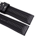 18mm, 20mm, 22mm Black Italian Calf Leather Rubber Watch Strap