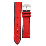 20mm, 22mm Red Italian Calf Leather Rubber Watch Strap
