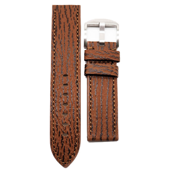 22mm, 24mm Tawny Brown Shark Leather Watch Strap