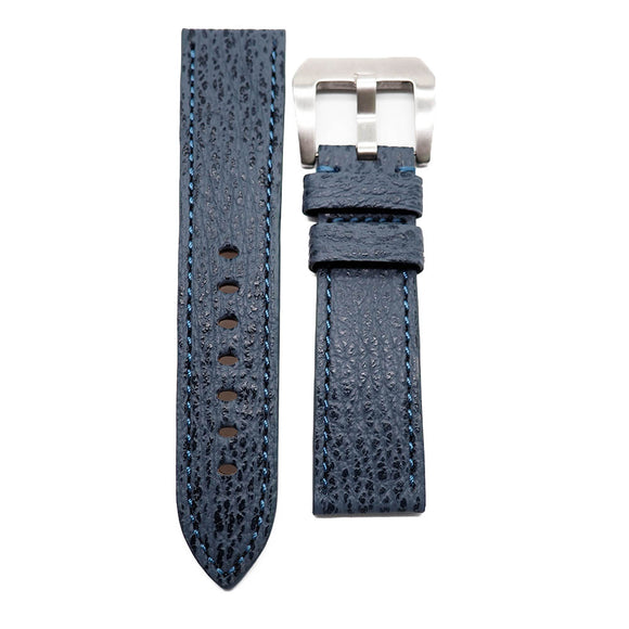 22mm Shark Leather Watch Strap, Cider Orange / Steel Blue