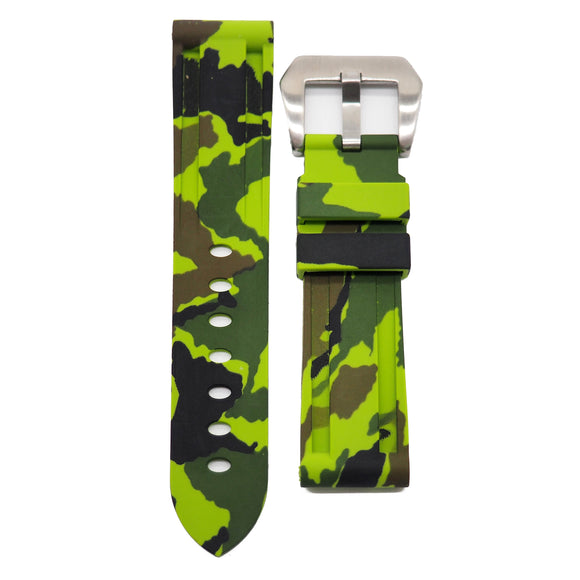 22mm, 24mm Camouflage Kelly Green Rubber Watch Strap For Panerai-Revival Strap