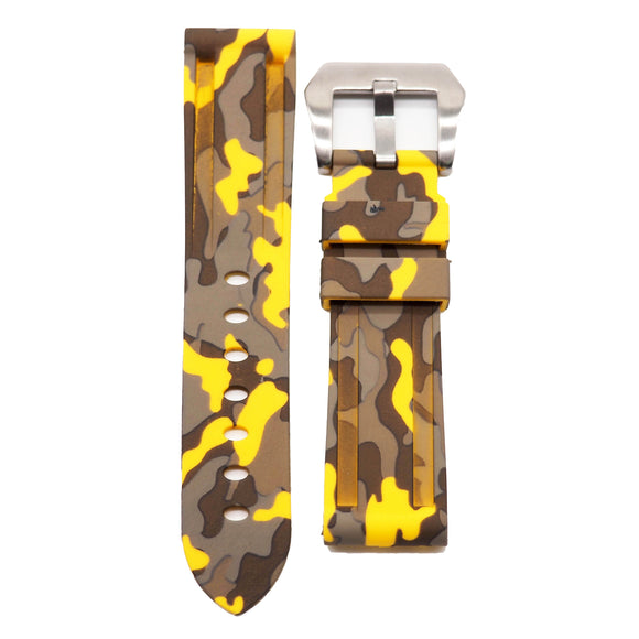 22mm, 24mm Camouflage Yellow Rubber Watch Strap For Panerai-Revival Strap