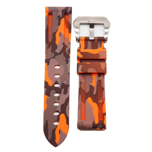 22mm, 24mm Camouflage Orange Rubber Watch Strap For Panerai-Revival Strap